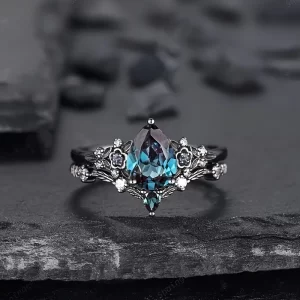 european and american new fashion sapphire inlaid flower shape personalized double layer women's ring
