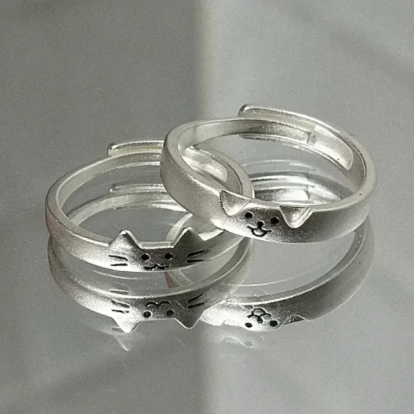 1/2pcs new lovely cat dog animal couple ring for couple handmade opening adjustable rings valentine's day rings fashion jewelry