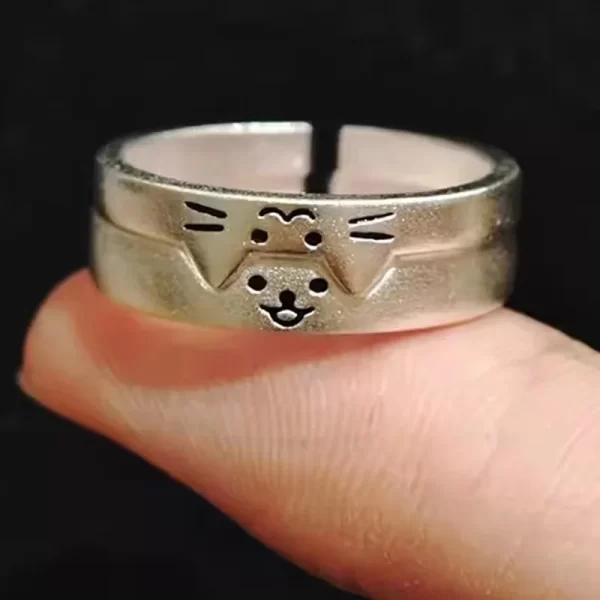 1/2pcs new lovely cat dog animal couple ring for couple handmade opening adjustable rings valentine's day rings fashion jewelry