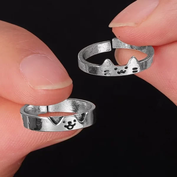 1/2pcs new lovely cat dog animal couple ring for couple handmade opening adjustable rings valentine's day rings fashion jewelry