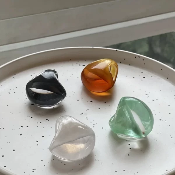 retro transparent design resin acrylic rings for women versatile fashion temperament high ring jewelry party gifts