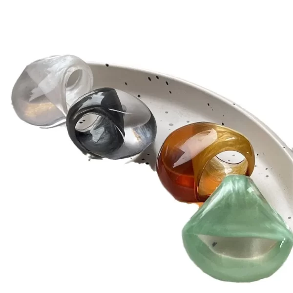 retro transparent design resin acrylic rings for women versatile fashion temperament high ring jewelry party gifts