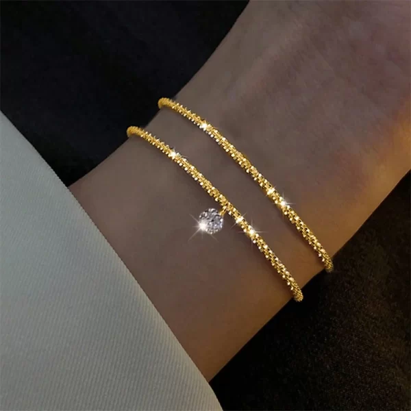 sparkling bracelet for women double deck silver color adjustable hand chain fine fashion jewelry wedding party gift accessories