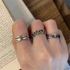 lats vintage pink roman numerals cool rings set for women rock hip hop twist geometry open ring fashion ins jewelry gifts
