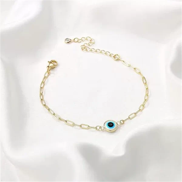 stainless steel fashion turkish evil eye gold color bracelet chain for women men good luck jewelry party handmade gift