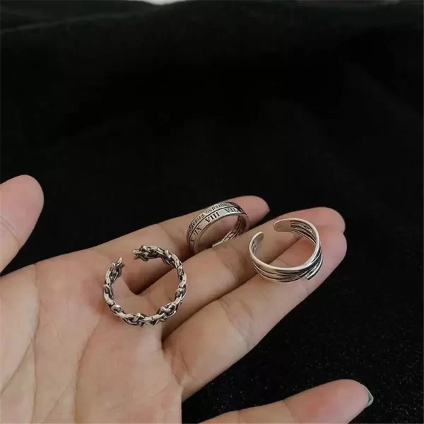 lats vintage pink roman numerals cool rings set for women rock hip hop twist geometry open ring fashion ins jewelry gifts