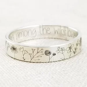cute carving pastoral dandelion flower finger rings for women accessories fashion "you belong among the wildflowers"letter rings