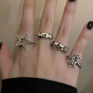 fashion pentagram geometric star ring for women adjustable finger ring jewelry vintage irregular aesthetics y2k accessories