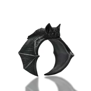 vintage halloween black bat finger rings fashion punk adjustable bat ring for women men bat open ring party cosplay jewelry gift