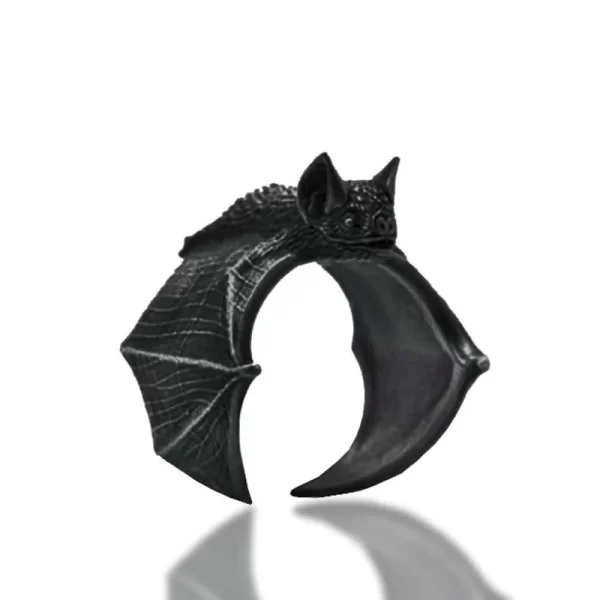 vintage halloween black bat finger rings fashion punk adjustable bat ring for women men bat open ring party cosplay jewelry gift