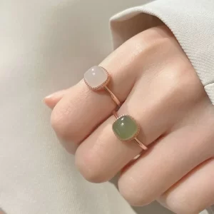 new imitation jade rings retro rings fashion sweet finger ring for women simple party jewelry festival gift adjustable open ring
