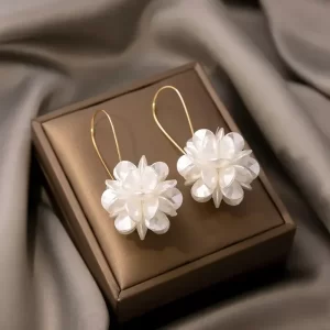 women's pearl petal ball earrings fashion trend long flower ball earrings diy geometric ear buckle party holiday jewelry gifts