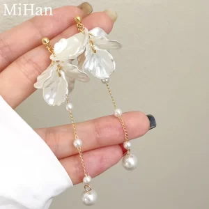 modern jewelry 925 silver needle elegant temperament simulated pearl tassel earrings for women fashion accessories wholesale
