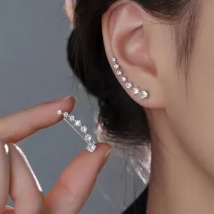 2 gold color black white gem 6 rhinestone ear clip earrings women simple fashion personality student girl party business jewelry