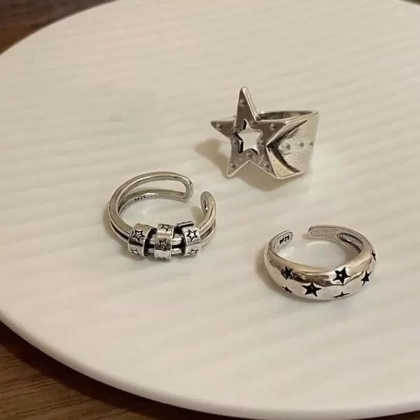 fashion pentagram geometric star ring for women adjustable finger ring jewelry vintage irregular aesthetics y2k accessories