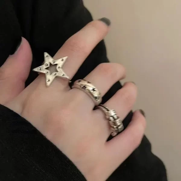 fashion pentagram geometric star ring for women adjustable finger ring jewelry vintage irregular aesthetics y2k accessories
