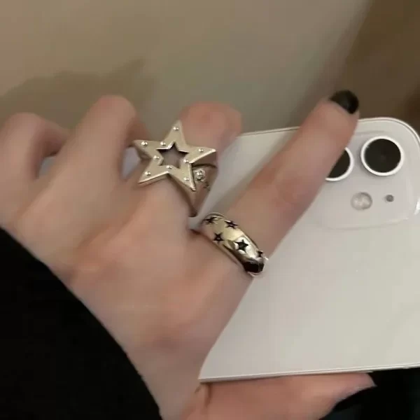 fashion pentagram geometric star ring for women adjustable finger ring jewelry vintage irregular aesthetics y2k accessories