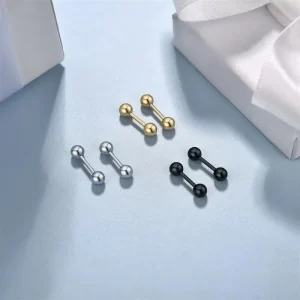 2pcs 16g stainless steel stud earrings, small ball screwback earrings ear bone nail lip piercing body jewelry accessory