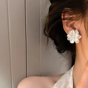 acrylic white camellia flowers stud earrings for women fashion temperament fairycore earring party wedding jewelry wholesale