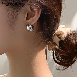 foxanry ins fashion silver color smasll bead earrings for women elegant wedding party bride jewelry gift prevent allergy