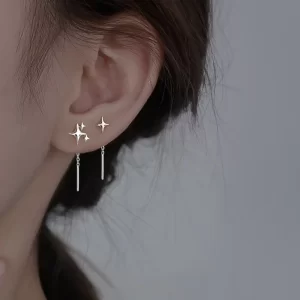 ventfille 925 sterling silver star earring for women girl simple tassels chain fashion office jewelry gift dropshipping