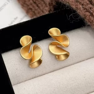 real 925 sterling silver 18k gold twisted flower stud earring for women minimalist personality fine jewelry trendy accessory