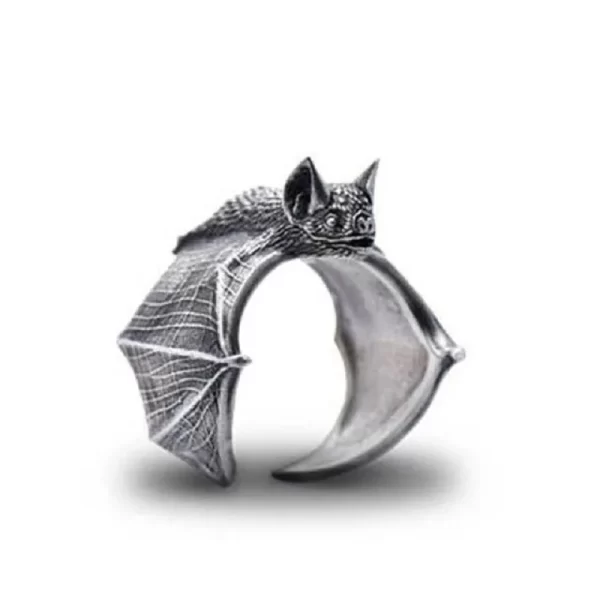 vintage halloween black bat finger rings fashion punk adjustable bat ring for women men bat open ring party cosplay jewelry gift