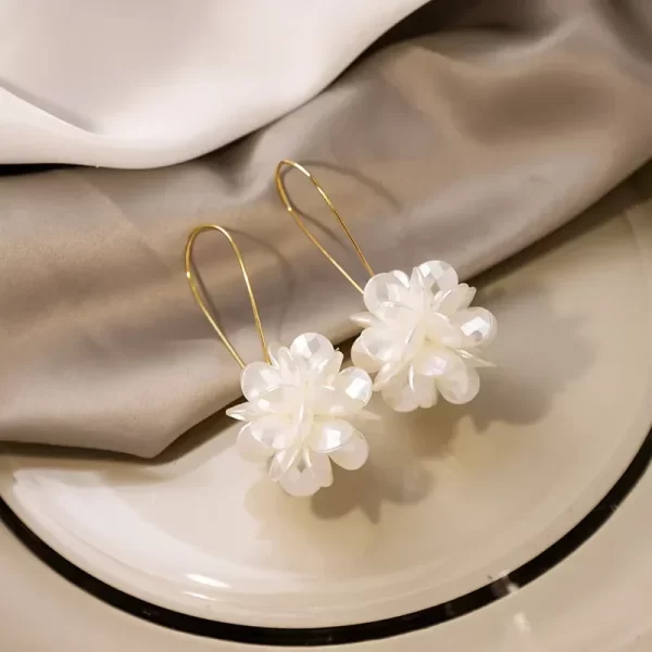 women's pearl petal ball earrings fashion trend long flower ball earrings diy geometric ear buckle party holiday jewelry gifts