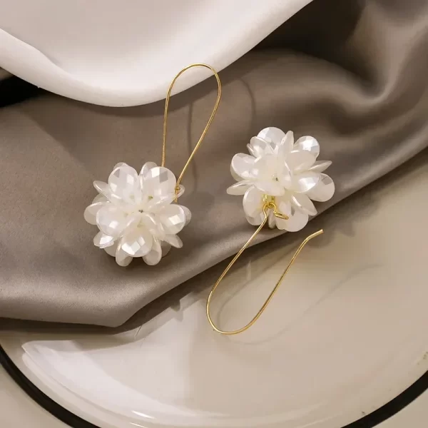 women's pearl petal ball earrings fashion trend long flower ball earrings diy geometric ear buckle party holiday jewelry gifts