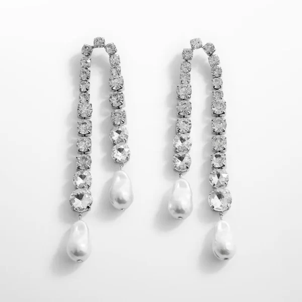 niche fringe earrings fashion simple rhinestone pearl earrings design sense accessories banquet jewelry