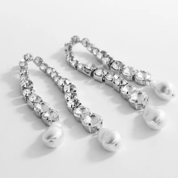 niche fringe earrings fashion simple rhinestone pearl earrings design sense accessories banquet jewelry