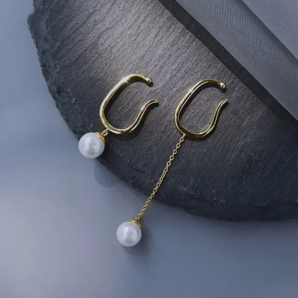 pearl pendant ear cuff clip earings non piercing bone ear ring without puncture minimalist asymmetric earrings for women jewelry