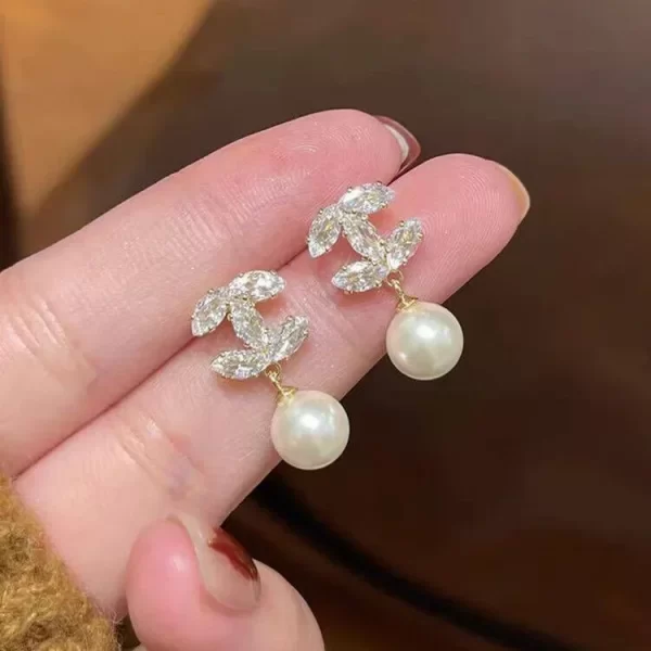 tweed style double c pearl earrings women's light luxury high end feel unique earrings 2023 new arrival autumn/winter ear decora