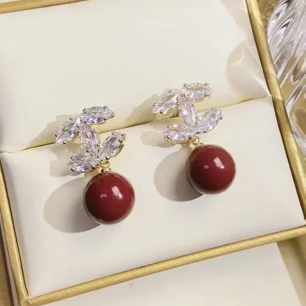 tweed style double c pearl earrings women's light luxury high end feel unique earrings 2023 new arrival autumn/winter ear decora