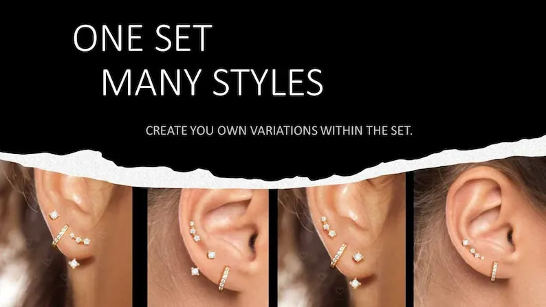 S925 Needle Minimalist Earrings Set Hoop Ear Climber for Multi Piercings Dainty Everyday Ear Stack Gifts for Women Girls-4
