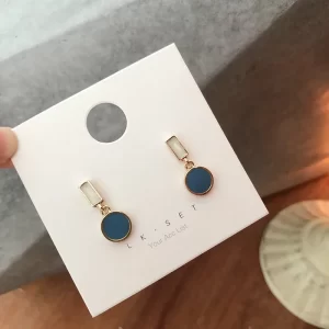 korean round square enamel pendant earring new temperament simple contrast color earrings lovely jewelry wholesale gift