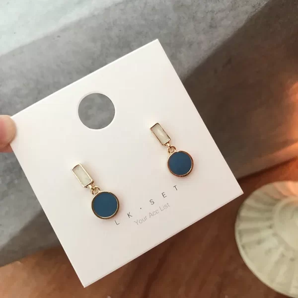 korean round square enamel pendant earring new temperament simple contrast color earrings lovely jewelry wholesale gift