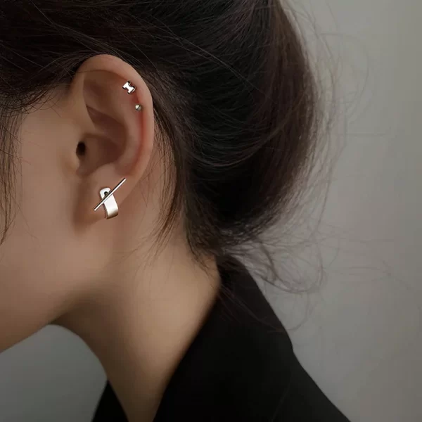ventfille 925 sterling silver geometry studs earring for women splicing korean hip hop versatile jewelry gift dropshipping