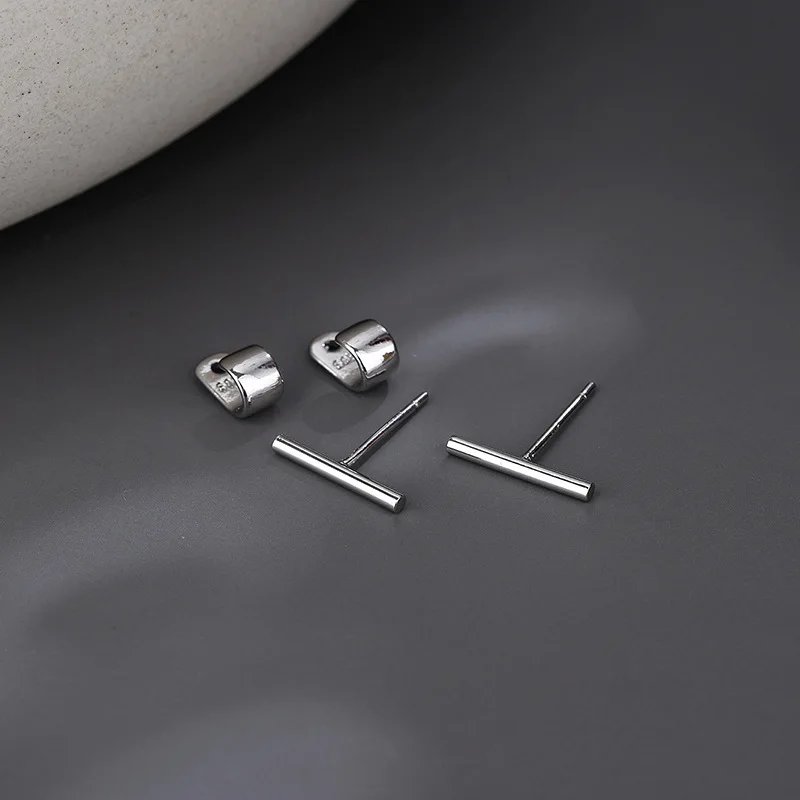 VENTFILLE 925 Sterling Silver Geometry Studs Earring for Women Splicing Korean Hip Hop Versatile Jewelry Gift Dropshipping-5