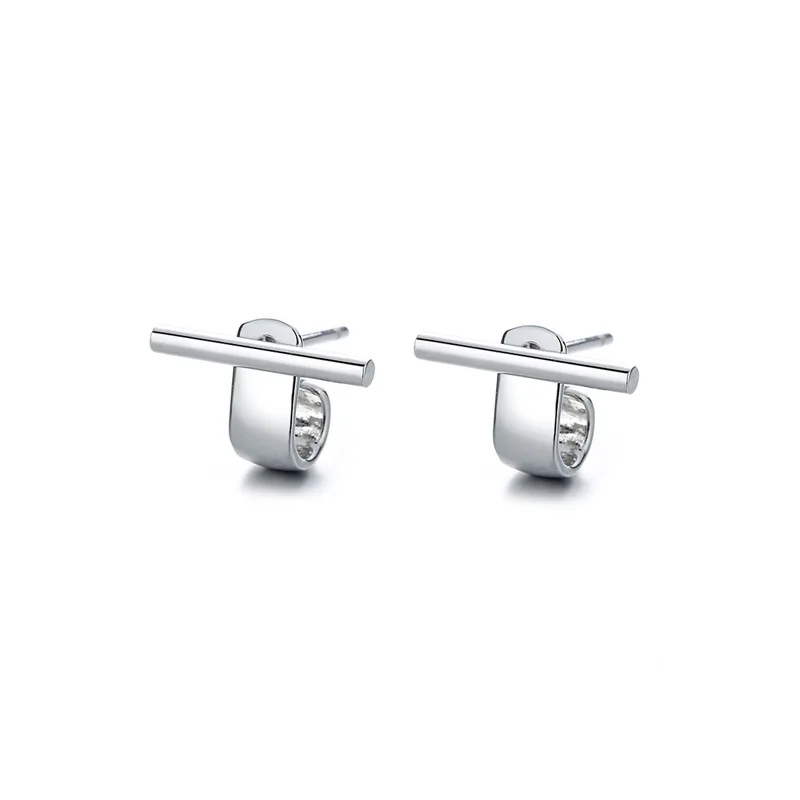 VENTFILLE 925 Sterling Silver Geometry Studs Earring for Women Splicing Korean Hip Hop Versatile Jewelry Gift Dropshipping-7