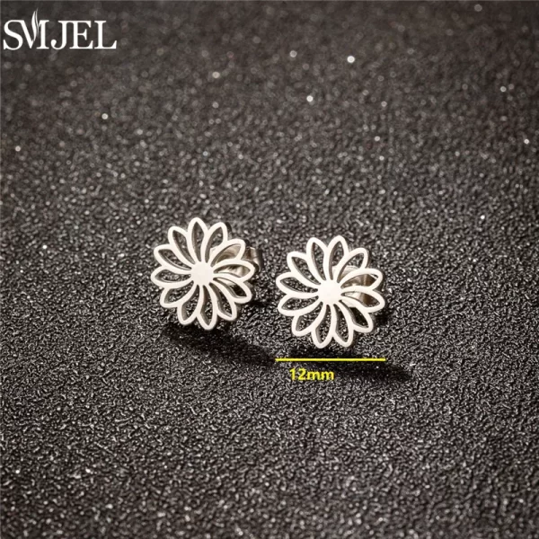 small stainless steel earings fashion jewelry bohemian rose flower stud earrings plant maple leaves ear studs pendientes gift