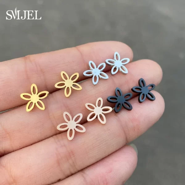 small stainless steel earings fashion jewelry bohemian rose flower stud earrings plant maple leaves ear studs pendientes gift