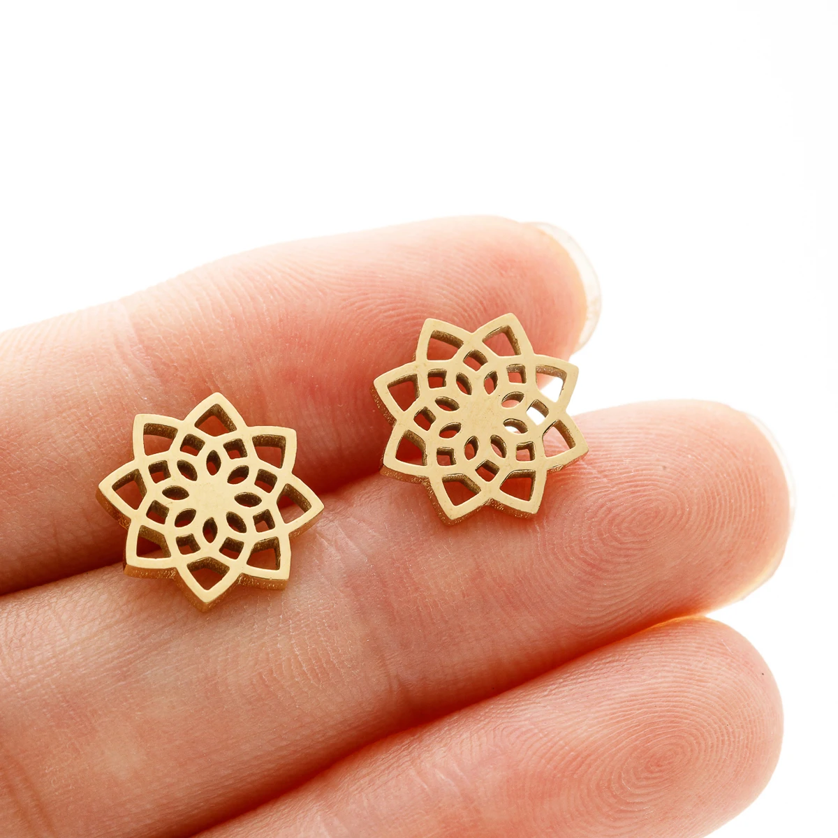 Small Stainless Steel Earings Fashion Jewelry Bohemian Rose Flower Stud Earrings Plant Maple Leaves Ear Studs Pendientes Gift-1