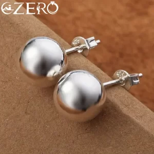 925 sterling silver classic 8mm 10mm beads studs earrings for women fashion christmas gifts street all match party jewelry