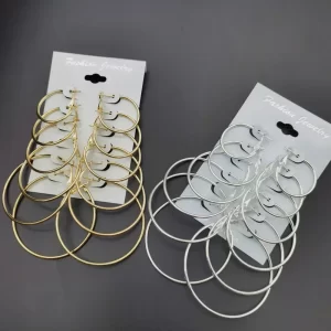 6pairs hoop earrings set big circle earrings jewelry for women girls ear clip punk style earrings fashion jewelry accessories