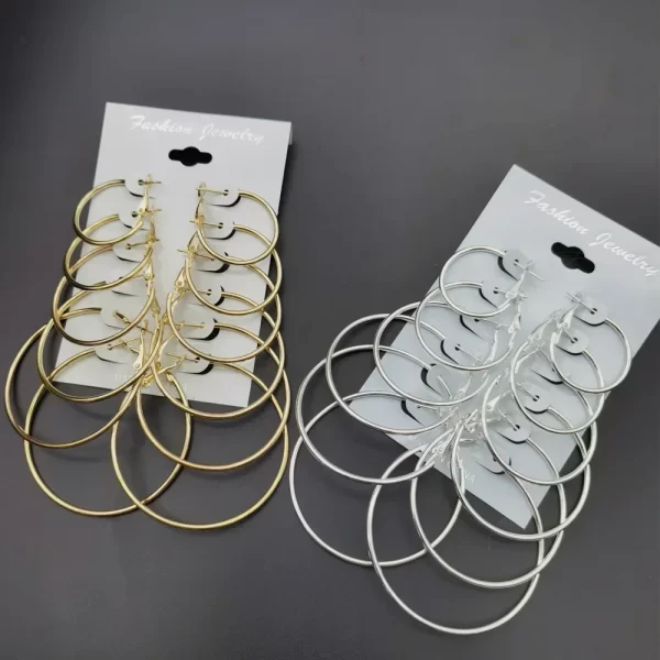6pairs hoop earrings set big circle earrings jewelry for women girls ear clip punk style earrings fashion jewelry accessories