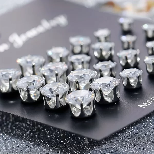12 pairs eight claw glass water diamond earrings, versatile flower artificial crystal card earring set earrings, earring set