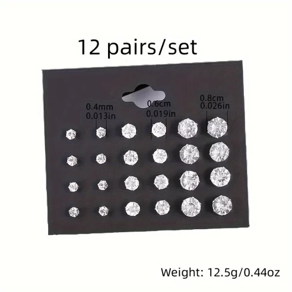 12 pairs eight claw glass water diamond earrings, versatile flower artificial crystal card earring set earrings, earring set
