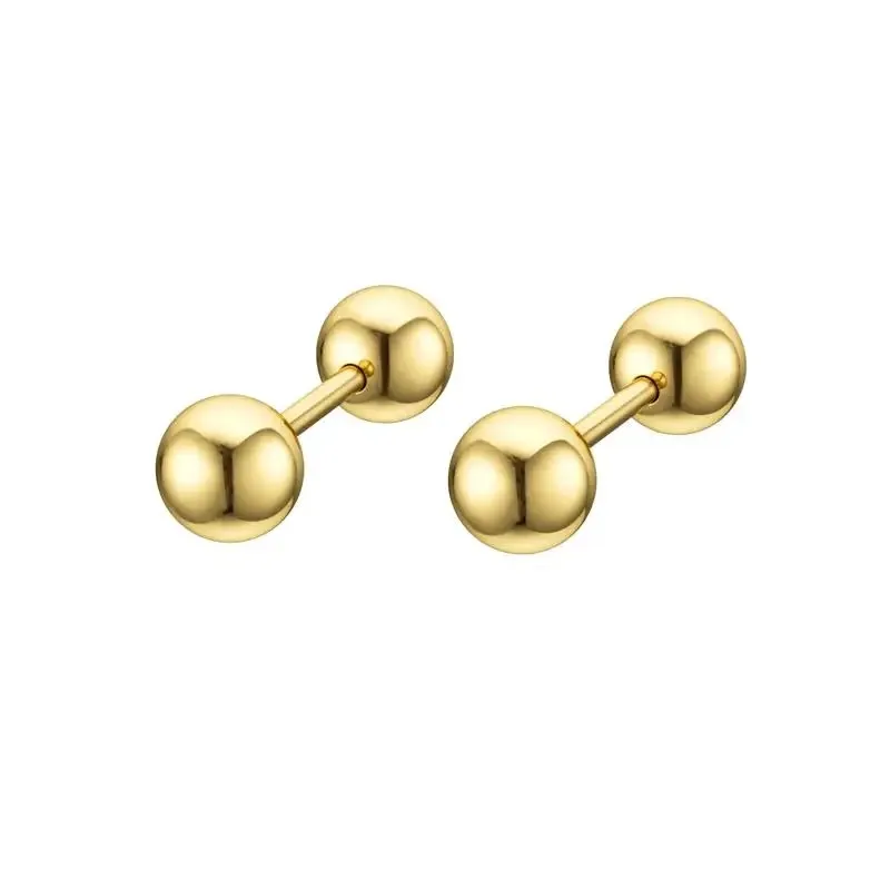 2pcs 16G Stainless Steel Stud Earrings, Small Ball Screwback Earrings Ear Bone Nail Lip Piercing Body Jewelry Accessory-5