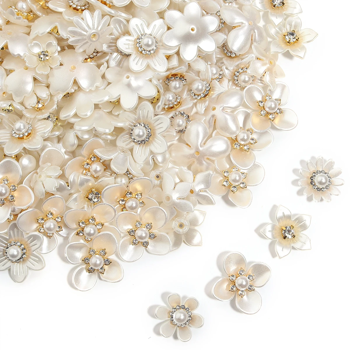 20pcs/lot Imitation Pearl Flower Charms with Rhinestone Resin Flower Leaves Beads For Jewelry Making Bracelet Necklace Earrings-1 20pcs/lot Imitation Pearl Flower Charms with Rhinestone Resin Flower Leaves Beads For Jewelry Making Bracelet Necklace Earrings-1